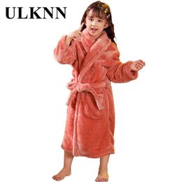 Serviettes Robes ULKNN Enfants Hiver Vêtements De Nuit Robe Peignoir Pour Enfants Pour Filles Flanelle Pyjamas Chauds Pour Garçons 2-14 Ans Automne 231208