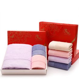 Ensemble de serviettes avec coffret cadeau, ensemble de 3 pièces, serviette de bain et gants de toilette en coton de 32 brins, couleur pure, doux et absorbant, pour cadeau ou ménage MHY011