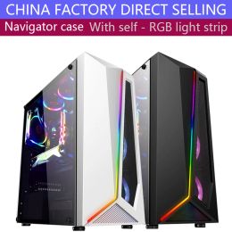 Towers China Factory Direct Vente, étui d'ordinateur Mid-Tower avec bande LED RVB, ATX ,, ITX, Slots PCI, USB 2.0 / 3.0 PC Gamer