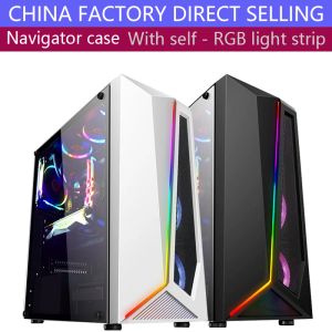 Towers China Factory Direct Selling, Midtower Computer Case met RGB LED Strip, ATX ,,, 7 PCI -slots, USB 2.0/3.0 PC Gamer