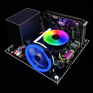 Torens diy opening pc -case voor ITX MATX ATX warmte dissipatie transparante plexiglas computer kas ondersteuning SSD -schroef bevestigen voeding voeding