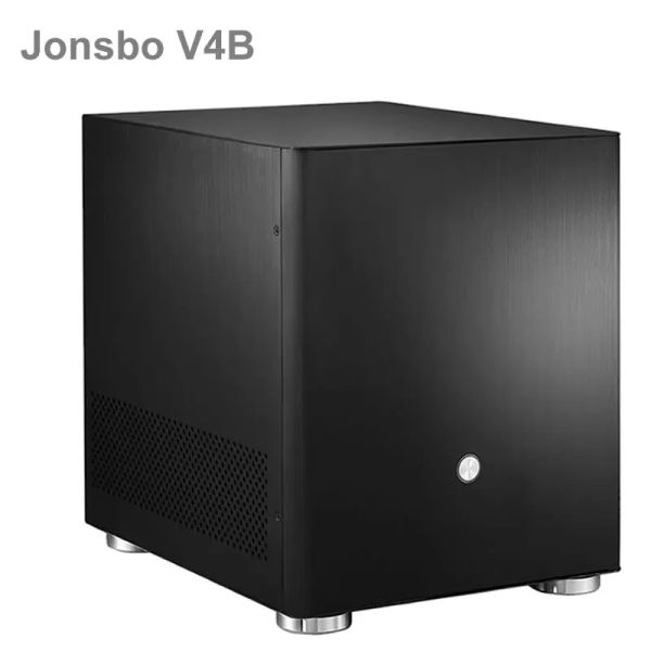 Towers Jonsbo V4 Mini ITX MATX de aluminio plateado, carcasa para ordenador, USB 3,0, chasis pequeño para juegos V4B, negro, HTPC ITX, compatible con HDD de 3,5 pulgadas