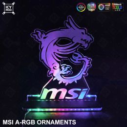 Towers MSI Gaming Figure Argb Rainbow LED Panneau d'éclairage acrylique 5V3pin Mystic Lighting PC refroidissement de refroidissement Mod Croyeuse Dragon Decoration