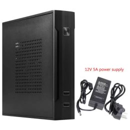 Towers QX01 Mini Itx Computer Cases Enclosure USB2.0 2,5 pouces HDD SSD PC PC Desktop Châssis avec une alimentation 12V 8A / 5A