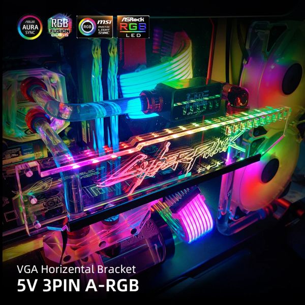 TOWERS RGB GPU Soporte ROG DIY VGA Soporte Transperante ACRYLIC Customize Horizental Video Holder Aura Sync Sync Cooler Mod