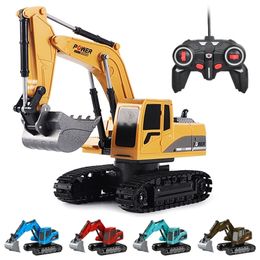 Speelgoed 2,4 GHz 6 kanaal 1x24 RC Engineering Car Alloy Plastic Excavator 6ch en 5ch RTR For Kids Christmas Gift 220628