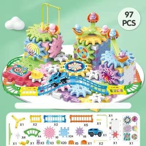 speelgoedsteenset blok baksteen kleur magnetische blokken 83PCS mini baksteen speelgoed Elektrisch bouwblok Roterend tandwiel filmsteen Puzzelblok speelgoed Kerstcadeau baksteen kasteel