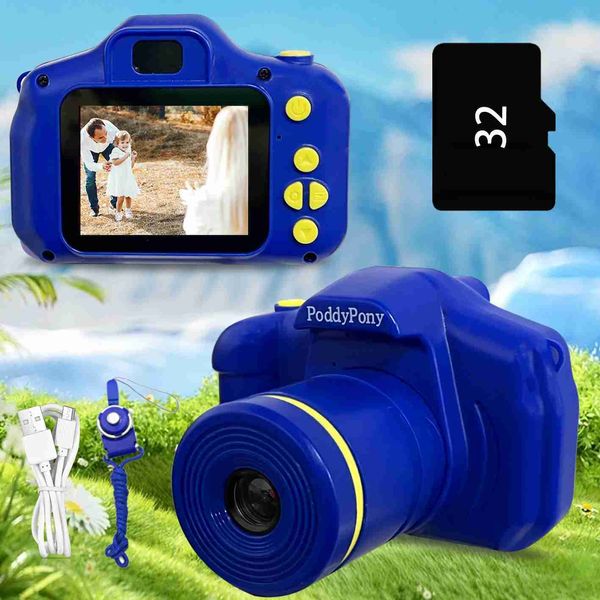 Cameras de jouets film Long Lens Childrens Camera éducation jouet 2 pouces écran haute définition caméra numérique cadeau d'anniversaire enfant