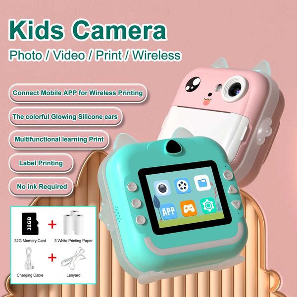 Cameras de jouets film Q5 Childrens Camera Indant Printing Photos Ink Free Mini Printers Digital 32G TF Carte Video Education Toys Boys and Girls Gifts WX5.286YN5