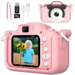 Fotocamere giocattolo Videocamera per bambini Video digitale HD Bambino con copertura in silicone Scheda SD portatile da 32 GB per ragazza Regalo di compleanno di Natale 230911