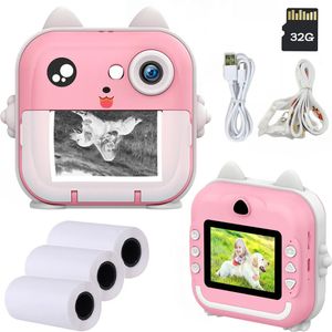 Toy Cameras Kids Camera Instant Print P o Mini Digital Video for with Zero Ink Paper 32G TF Card Educational Toys Gift 231117