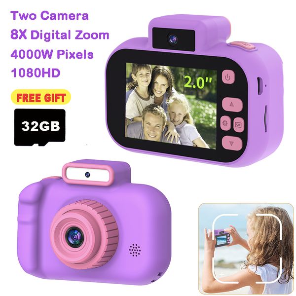 Caméras jouets Caméra pour enfants Micro 8X Zoom numérique LED Filtres de variété Enfant Selfie Portable Enfant Vidéo Deux Caméscope USB Cadeaux de vacances 230911