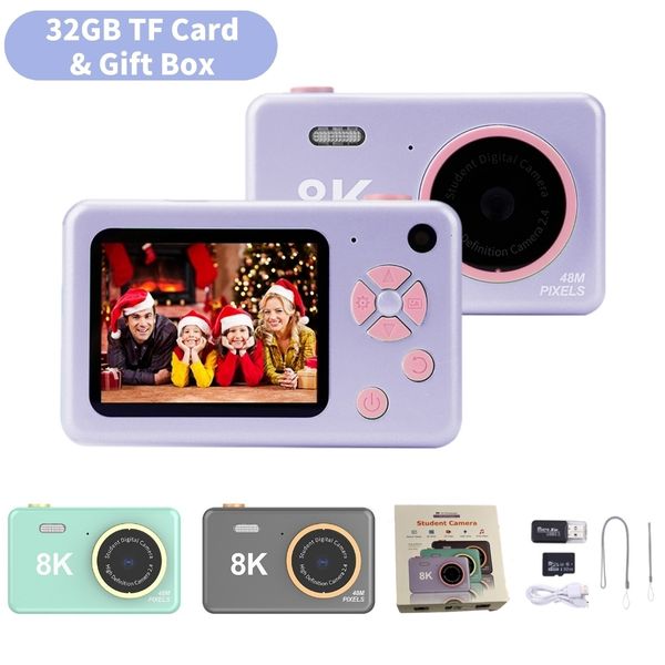 Caméras jouets Mini caméra pour enfants jouet 2,4 pouces HD écran Pography 32GB USB charge numérique Cartoon Cam pour enfants fille cadeau 230414