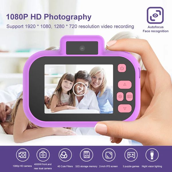 Appareils photo jouets Multifonctionnel Mini appareil photo numérique portable pour tout-petits avec lanière Caméra vidéo numérique Chargement USB pour enfants Cadeaux de vacances 230928