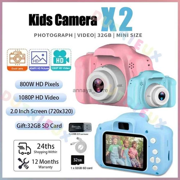 Toy Cameras X2 Mini cámara para niños, cámara Digital Vintage, juguetes educativos, cámara de vídeo de proyección para niños, fotografía al aire libre, regalos de juguete 32GBL231212L23116