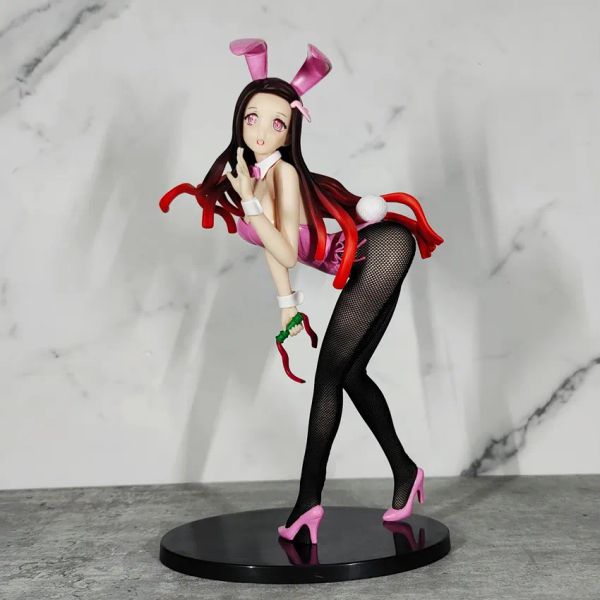 Descompresión de juguete Toy 25cm Demon Slayer Kamado Nezuko Bunny Girl Sexy Anime Figura Kimetsu no Yaiba Nezuko Figura de acción japonesa Adul
