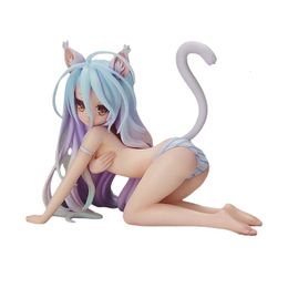 Figurines de jouets 7 cm Jeu Vie Anime Shiro Oreilles de chat Sexy Bunny Girl PVC Position à genoux Collection Action Figure Modèle Jouets Cadeau 240308