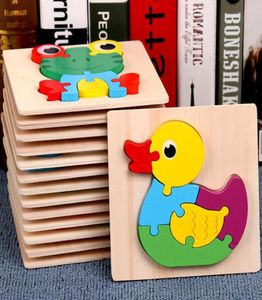 Speelgoed voor 2 3 jaar oude kinderen baby jongens meisjes 3D Puzzels houten dieren leren speelgoed 15 stks dieren puzzel2328255
