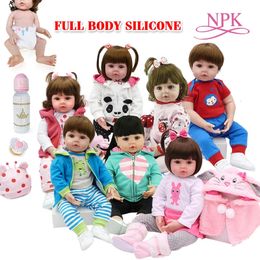 Jouet corps complet silicone étanche à l'eau jouet de bain reborn enfant en bas âge bébé poupées bebe poupée cadeau réaliste avec bouteille de perle 240304