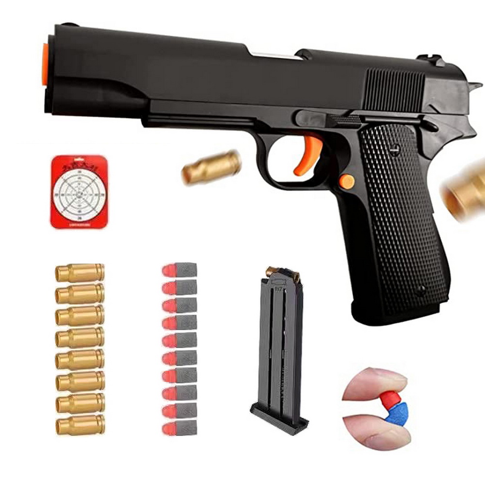 Pistolet z broni zabawkowej, fajny pistolet pistolet miękka pianka, pociski piankowe Blaster Shell Wyrzucanie gier edukacyjnych broń zabawkowych, prezenty dla dzieci dla dzieci chłopcy
