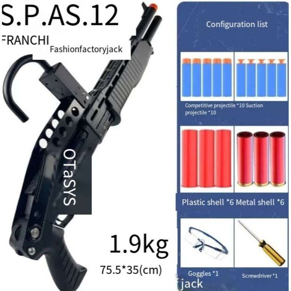 Toy pistolets udl spas-12 Soft Bullet Dart Blaster Rifle Gun Sniper Shooting Modèle pour adultes Boys Outdoor Games Film Prop Qualité