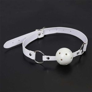 Jouet Masseur 45mm Blanc Pu Cuir Respirant Ball Gag Bouche Rétention Bdsm Érotique y Cosplay Flirter Adultes pour Couples Jeux pour Adultes