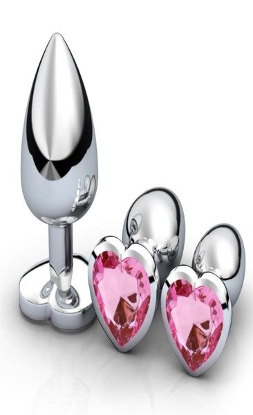 Jouet masseur de jouets coeur en acier inoxydable Crystal Butt stimulateur de stimulateur pour couple amovible anal sex toys massager dildo2250565