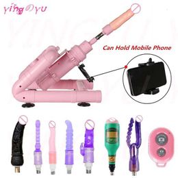 Toy Massager Nieuw ontwerp Bluetooth Selfie Hine 6 cm Telescopische slag Automatisch pistool met dildo -bijlagen Set Sex Toy Toys