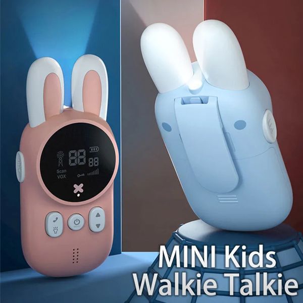 Toy Phones 2 pièces en plein air talkie-walkie pour enfants sans fil Mini dessin animé enfants émetteur-récepteur de poche téléphone jouets filles garçons cadeau d'anniversaire 230928