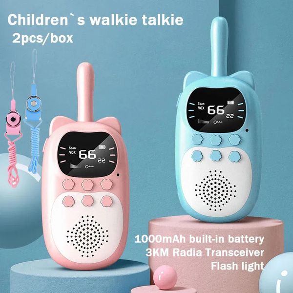 Toy Phones Enfants Talkie-walkie 2 pièces jouets électroniques enfants 1000 mAh Gadgets Radio téléphone 3 km portée cadeaux d'anniversaire de noël pour garçons filles 230928