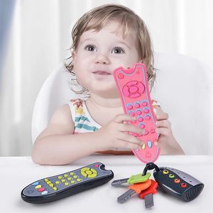 Jouets téléphones musique téléphone portable TV télécommande clé de voiture bébé jouets éducatifs précoces numéros électriques anglais jouets d'apprentissage cadeau pour né 231204