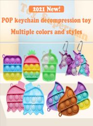 Toy Sensory Jewelry Clé Chains Push Bubble Pers Cartoon Simple Toys Keychain Carabiner Stress Relover4780676