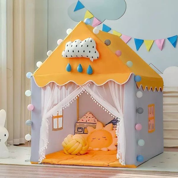 Jouet Tentes 1 35M Grand Enfants Tente Wigwam Pliant Enfants Tipi Bébé Jouer Maison Filles Rose Princesse Château Chambre D'enfant Décor Cadeaux 230711