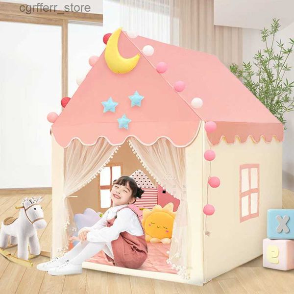 Tiendas de juguete 1.3m Carga de juguete grande Wigwam Tienda de niños plegables Tipi Play Baby House Girl Pink Princess Castle Reds Decor Regalos L410