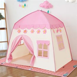 Tentes jouets 1.3M Portable tente pour enfants Wigwam pliant enfants Tipi bébé jouer maison grandes filles rose princesse château enfant chambre décors 221208