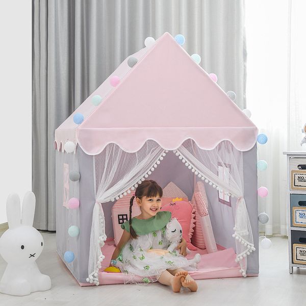 Tiendas de campaña de juguete 1.45M Tienda portátil para niños Wigwam Plegable Niños Tipi Baby Play House Niñas grandes Pink Princess Castle Child Room Decor 221117