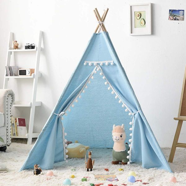 Tentes jouets 1.8 M tentes pour enfants portables Tipi maison de jeu enfants toile de coton tente de jeu indienne Wigwam enfant petit tipi décoration de chambre 230111