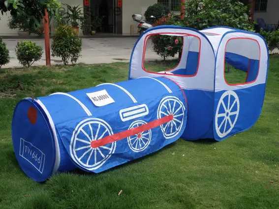 لعبة Toy Tents 190cm قطار داخلي وخارجي خيمة خيمة قابلة للطي لعبة Tube House Kids Park Travel Picnic Facility Tent Baby Toy Gift L410