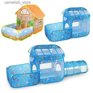 Tiendas de juguete 1pc Kids Pop Up Tentshouse con el túnel Patio Garden Gardling Corte plegable Niñas Jugar la carpa Ball Pool Regalo Q240528