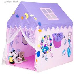 Tentes Tentes 2023New Cartoon Indoor Play Girl Girl Solid Wood Bracket Bed House Princess Sirmaid Children Tent L410