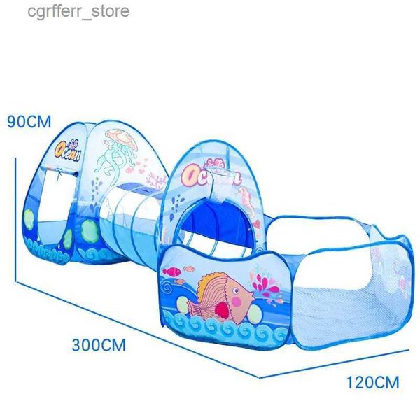 Tiendas de juguete 3 en 1 carpa de juguete portátil carpa para niños Toy Ocean Ball Pool Children Tipi Tents Túnel Túnel Bola de piscina Baby Play Tents H L410