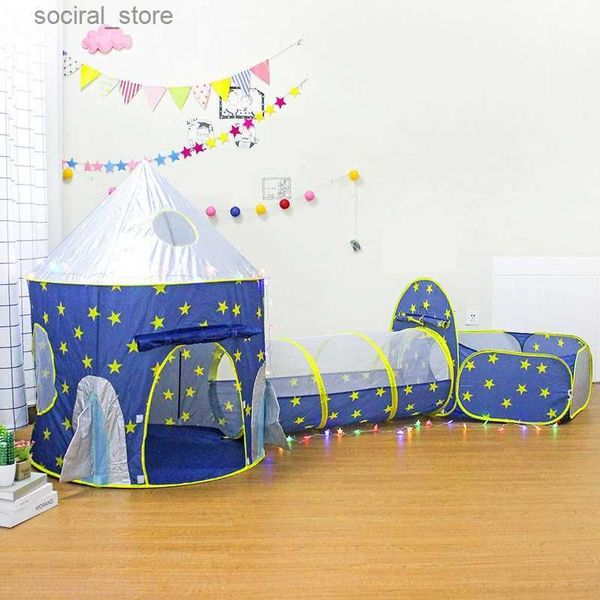 Carpas de juguete 3 en 1 Túnel Nave Espacial Carpa Casa Jugar Juguetes Plegable Niños Crling Portátil Océano Piscina Casas Juguete Carpas Fotografía Accesorios L240313