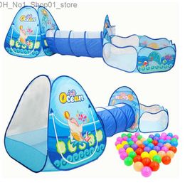 Toys Tentes 3 PCS / Set Children's Tend Tensi Tipi Pool Ball For Kids Portable Baby Wigwam Playhouse avec tunnel rampant bébé Ocean Ball Pit Teepee Q231220