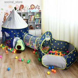 Toy Tents 3 pièces/ensemble Portable tente pour enfants aire de jeux bébé vaisseau spatial fusée tente balle fosse bébé piscine à balles enfant jeux maison Tipi Infantil L240313
