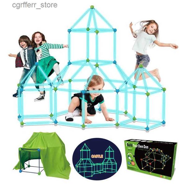 Tiendas de juguete 3D Construction Toys Fort Tent Tent Child Diy Fort Building Túnel Play Tent Indoor In The Dark Fort Building Kit para niños Regalo L410