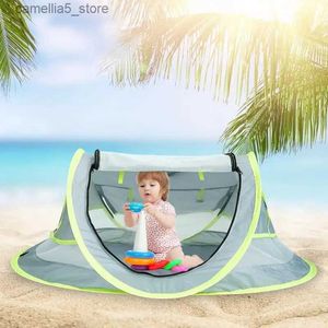 Tentes jouet baby plage tente pliable pop-up automatique Pop-up UV Protection du soleil Shade For Infant Outdoor Travel Pishon Pish Play House Toy Q240528