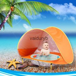 Tentes jouets Tente de plage pour bébé enfants imperméable Pop Up auvent tente protection UV abri solaire avec piscine enfant Camping en plein air parasol Beachvaiduryb
