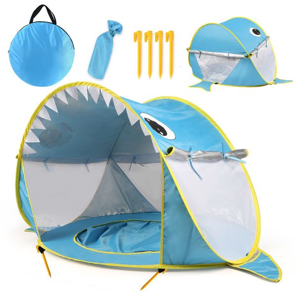 Tentes de jouets Tente de plage pour bébé Abri solaire de protection UV avec une piscine Tente de plage pour bébés enfants Pop Up Portable Ombre Piscine Protection UV Abri solaire 230111