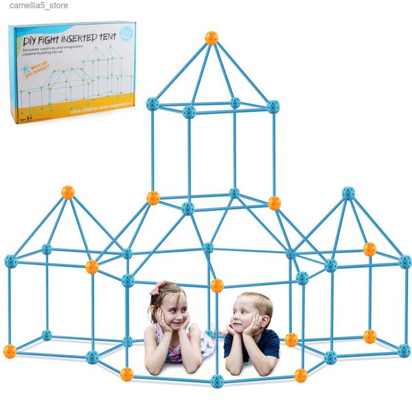 Toys Tents Building Kit Blocs Construction Fortress Kids Fort Fort Child Game Tents Fort Build Kid Diy 3d Assemble Tent Tent Toy Gift For Kids Q240528