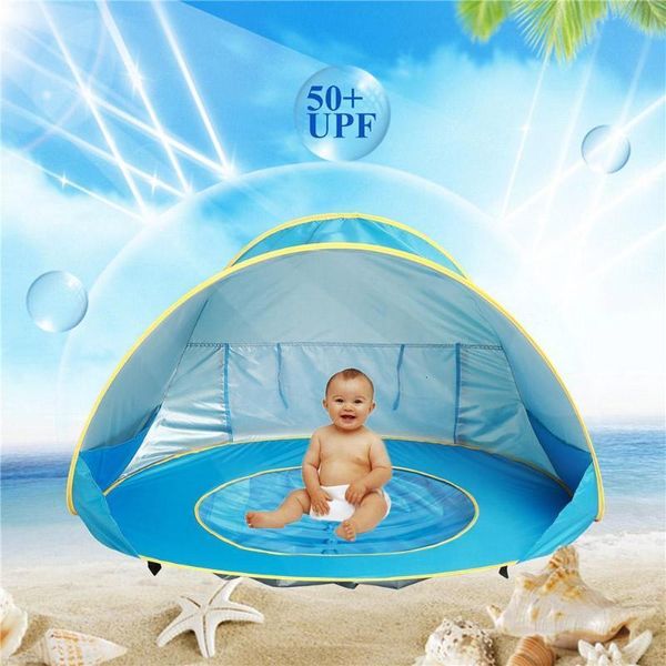 Speelgoedtenten Kind Baby Spelletjes Strandtent Uv-beschermende Zonnescherm Draagbaar Buiten Kind Zwembad Speelhuis Tent Speelgoed Voor Baby Kids 230111